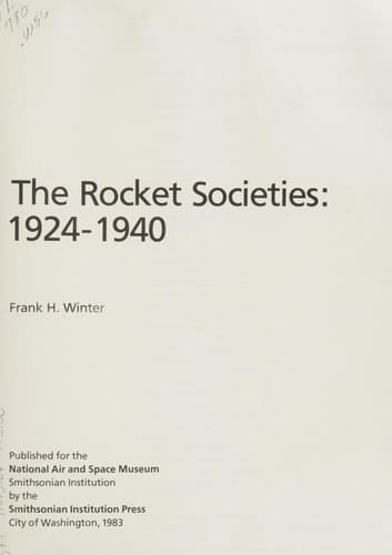 Prelude to the Space Age: The Rocket Societies, 1924-1940