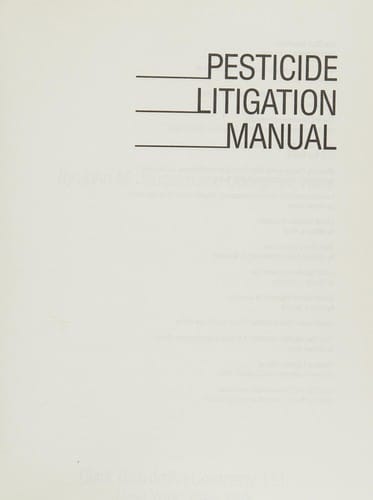 Pesticide Litigation Manual