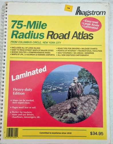 Hagstrom 75-Mile Radius Road Atlas From Columbus Circle, New York City