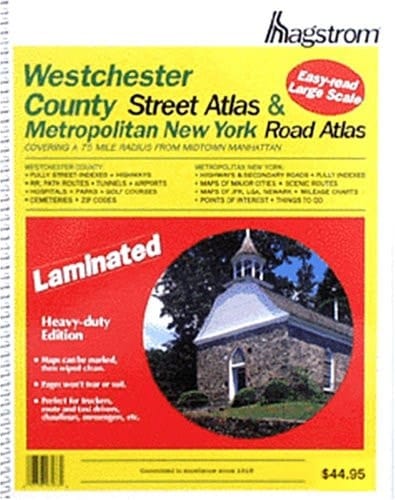 Hagstrom Westchester County & Metro New York Covering a 75 Mile Radius from Midtown Manhattan