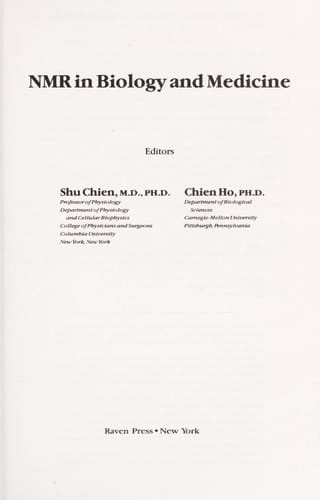 NMR in Biology and Medicine
