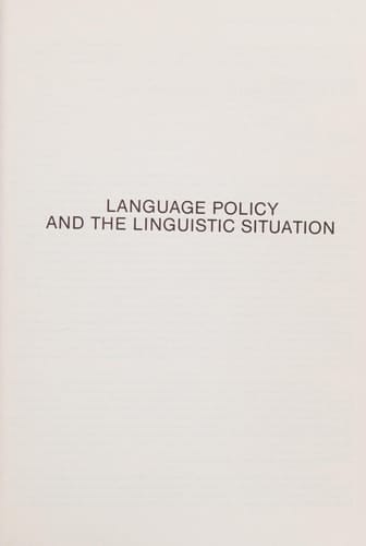 Language and Language-in-education Policy (1981)