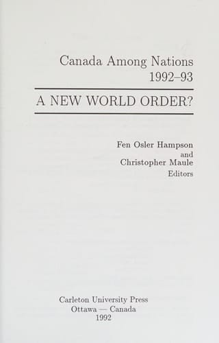 Canada Among Nations, 1992-93 A New World Order?