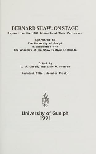 Bernard Shaw: On Stage- Papers from the 1989 Shaw International Conference