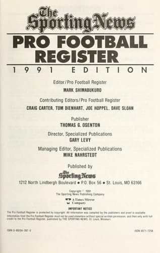 Football Register, 1991