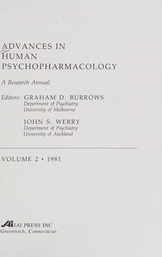 Adv Human Psychopharm V1 1980