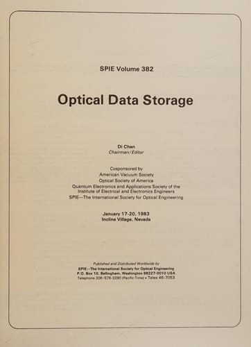 Optical Data Storage '91 25-27 February 1991, Colorado Springs, Colorado