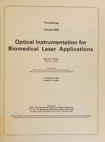 Optical Instrumentation for Biomedical Laser Applications (Proceedings of Spie)