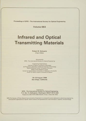 Infrared and Optical Transmitting Materials, 683 (Proceedings of SPIE--the International Society for Optical Engineering)