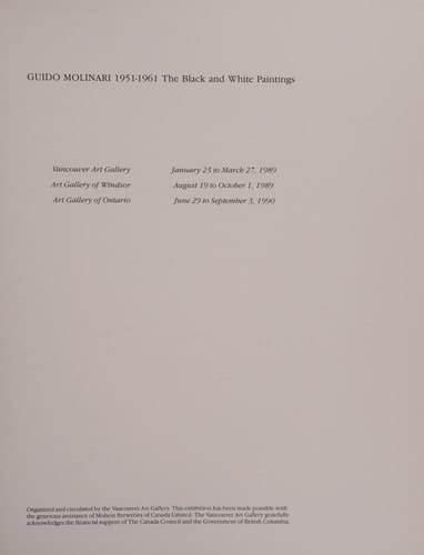 Guido Molinari, 1951-1961 The Black and White Paintings