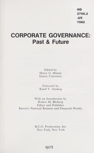 Corporate Governance, Past & Future
