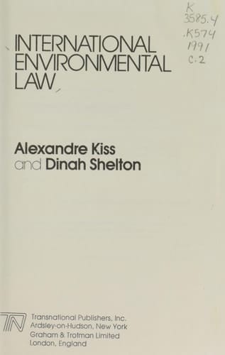 International Environmental Law: 1994 Supplement