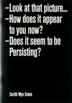 Cerith Wyn Evans look at that picture- How does it appear to you now? Does it seem to be persisting?
