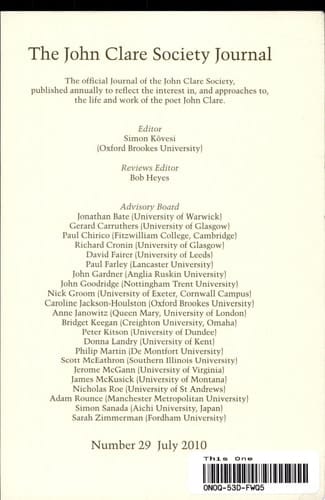 John Clare Society Journal, 29 (2010)