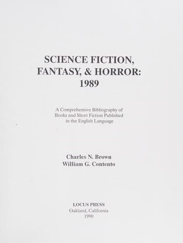 Science Fiction, Fantasy and Horror, 1989