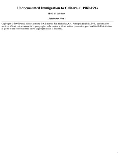 Undocumented Immigration to California, 1980-1993