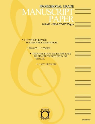 House of Joy Music Deluxe Professional 8-Staff Manuscript Paper