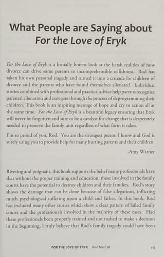 For the Love of Eryk Surviving Divorce, Parental Alienation and Life After