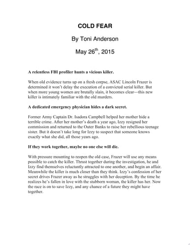 Cold Fear FBI Romantic Thriller and Suspense