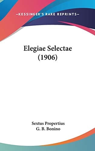 Elegiae Selectae (1906)