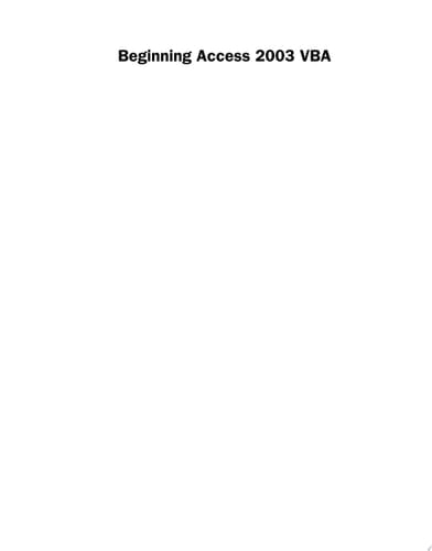 Beginning Access 2003 VBA