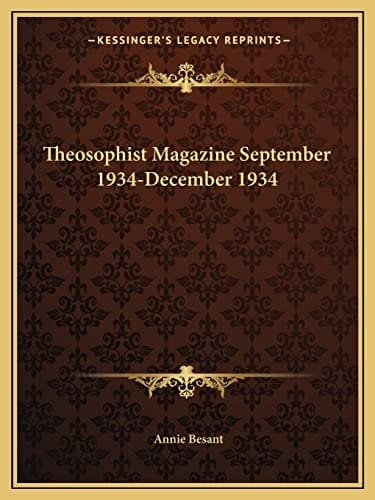 Theosophist Magazine September 1934-December 1934