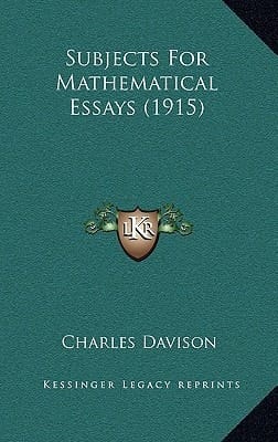 Subjects For Mathematical Essays (1915)