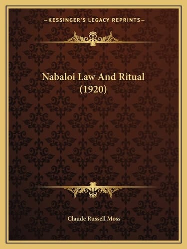 Nabaloi Law And Ritual (1920)