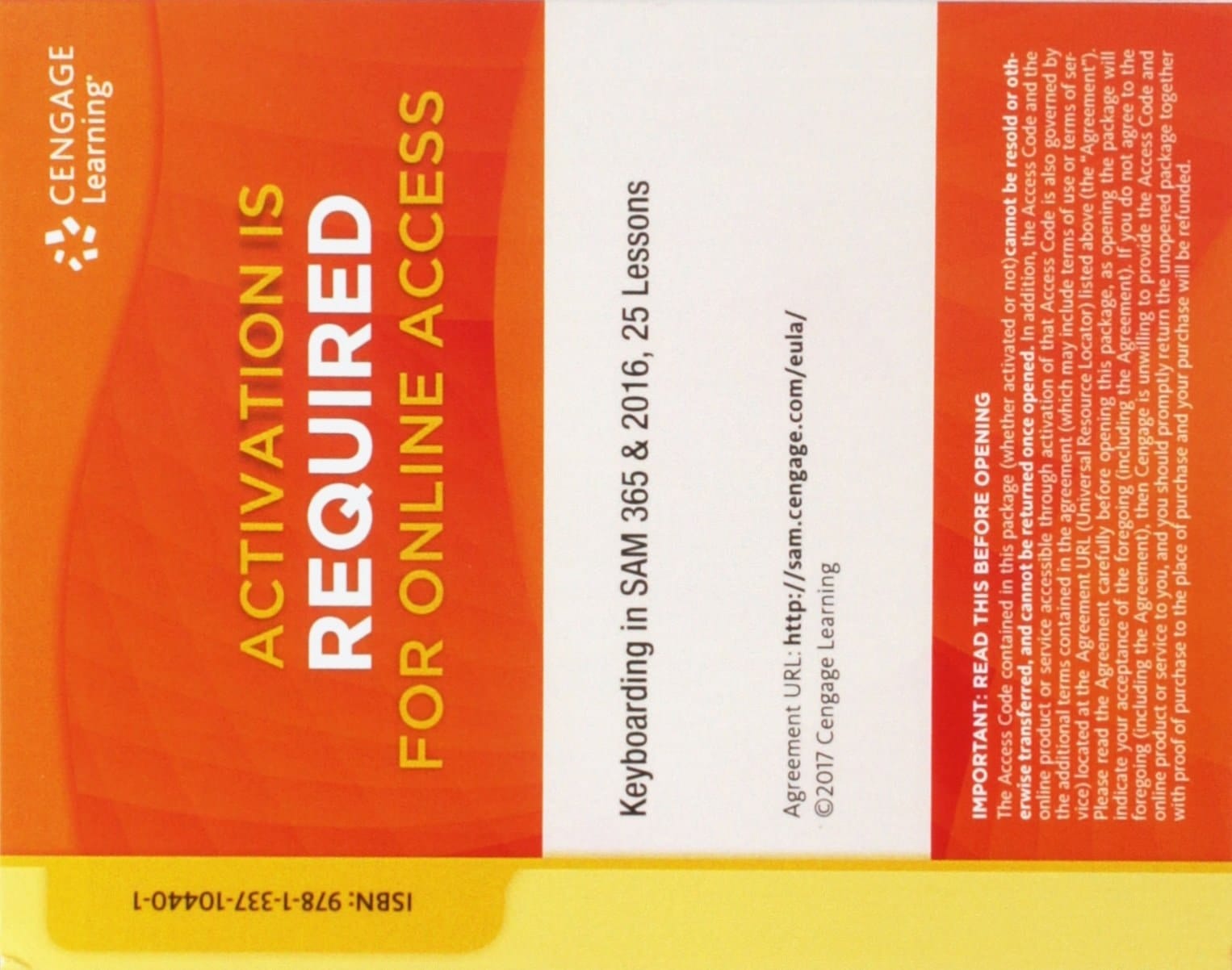 SAM 2016 Assessment, Training, and Projects Printed Access Card 25 Lessons CK: Keyboarding and Word Processing Essentials