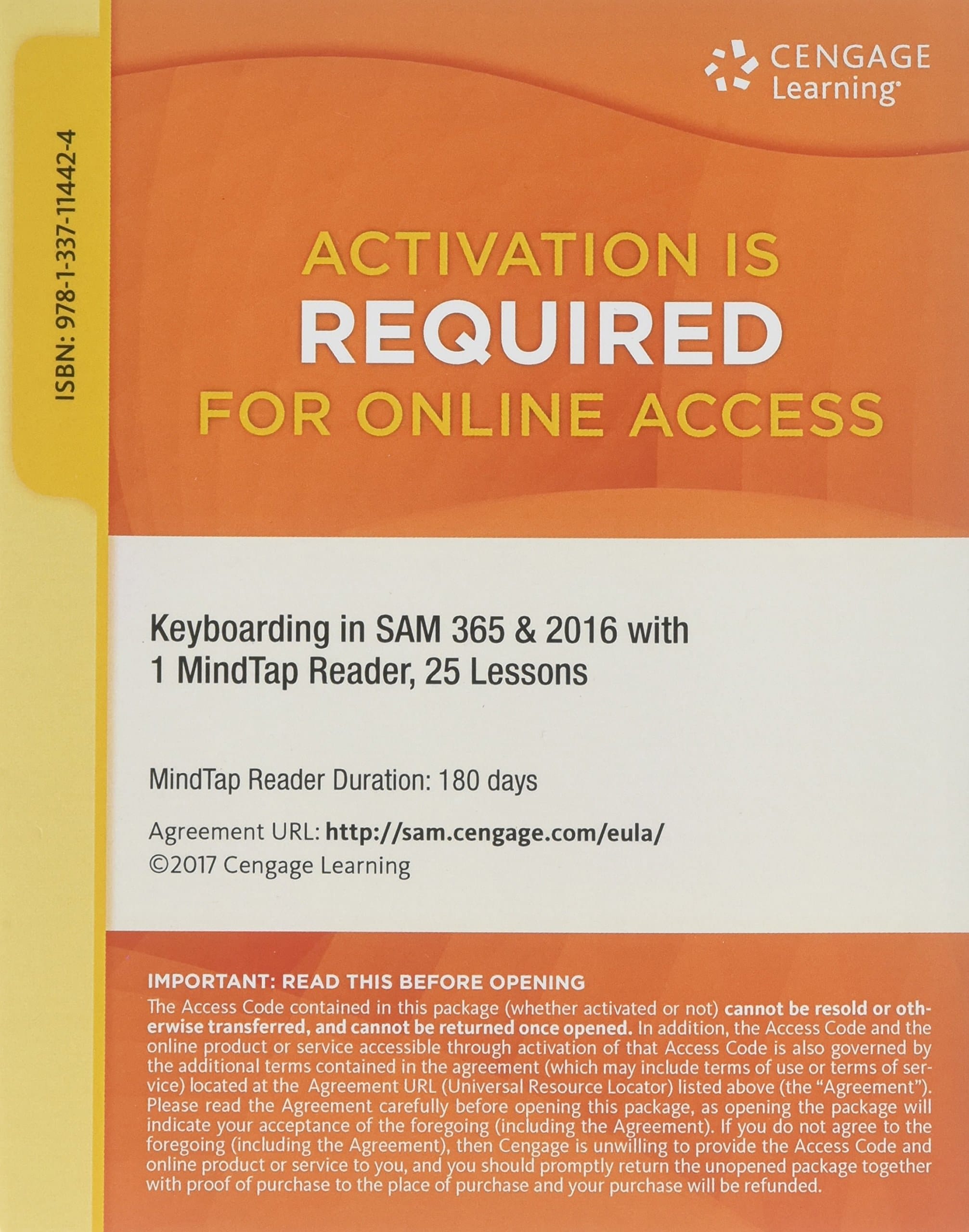Keyboarding in SAM 365 & 2016 with MindTap Reader, 25 Lessons, 1 term (6 months), Printed Access Card