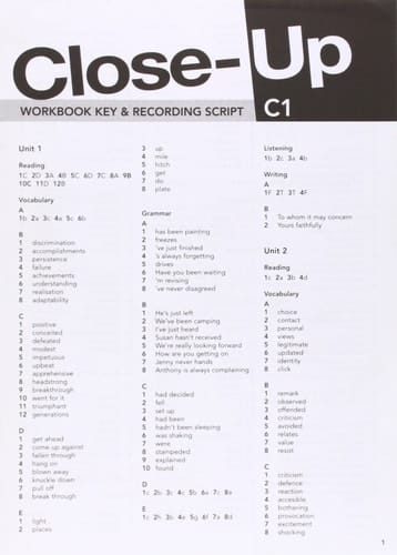 Close-Up C1: Workbook Answer Key