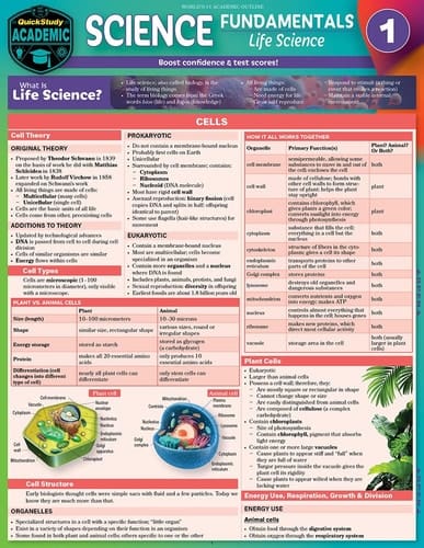Science Fundamentals 1 - Life Science - Cells, Plants and Animals QuickStudy Laminated Reference and Study Guide