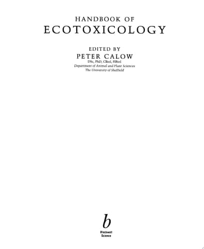 Handbook of Ecotoxicology