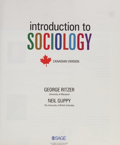 Introduction to Sociology: Canadian Version