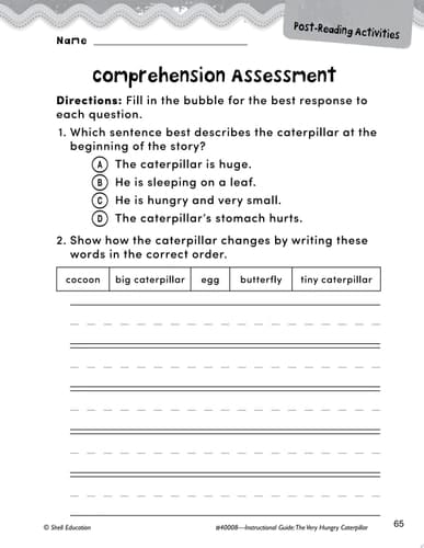 The Very Hungry Caterpillar Comprehension Assessment