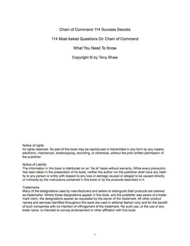 Chain of Command 114 Success Secrets - 114 Most Asked Questions On Chain of Command - What You Need To Know