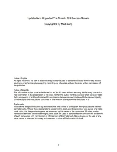 Updated And Upgraded The Shield - 174 Success Secrets