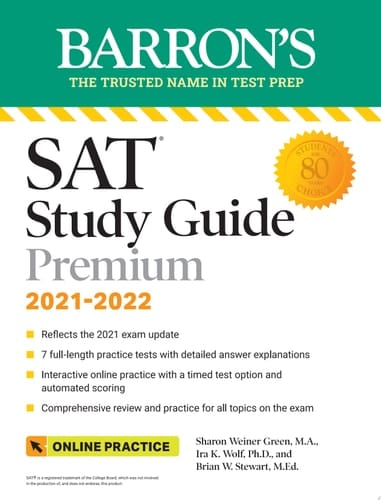 Barron's SAT Study Guide Premium, 2021-2022 (Reflects the 2021 Exam Update): 7 Practice Tests + Comprehensive Review + Online Practice