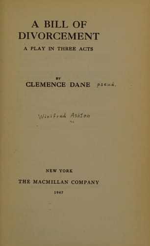 A Bill of Divorcement, a Play