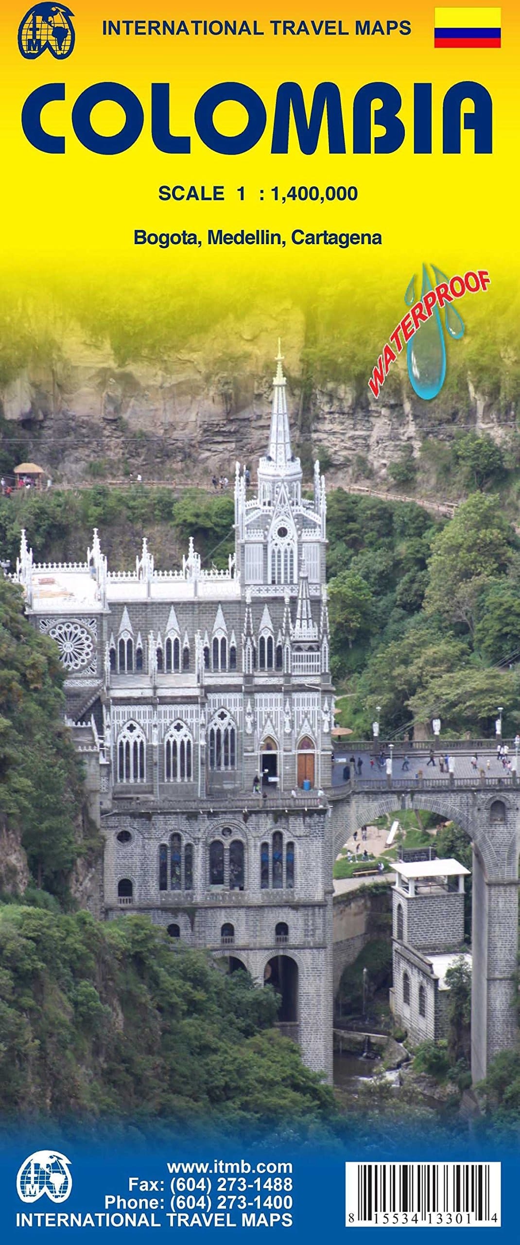 Colombia Travel Reference Map 1:1,400,000 2014