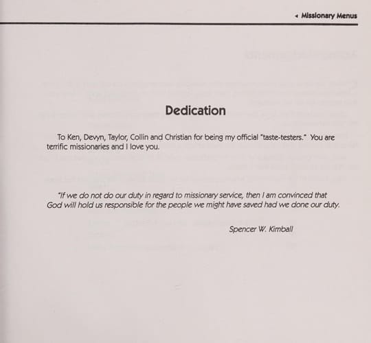 Missionary Menus