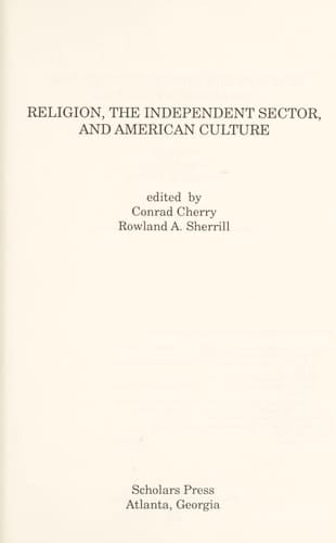 Religion, the Independent Sector, and American Culture (American Academy of Religion Studies in Religion, No. 63)