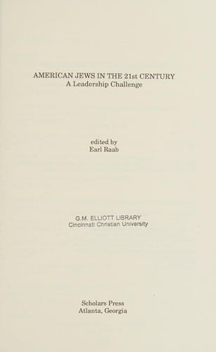 American Jews into the 21st Century: A Leadership Challenge