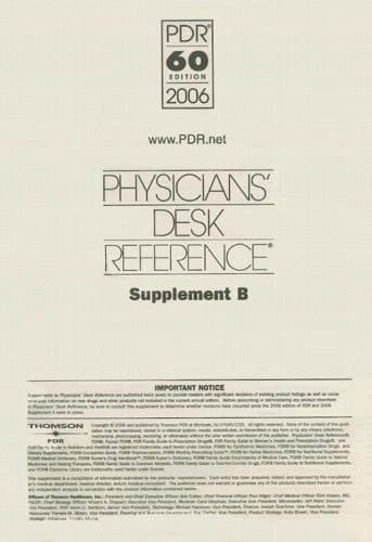 Physicians' Desk Reference Supplement B