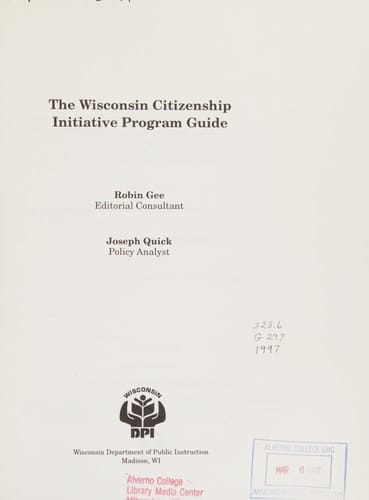 The Wisconsin citizenship initiative program guide (Bulletin)