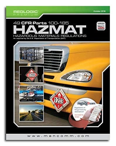 Hazmat 49 CFR 100-185 Book October 2018 Edition