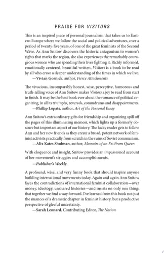 Visitors An American Feminist in East Central Europe