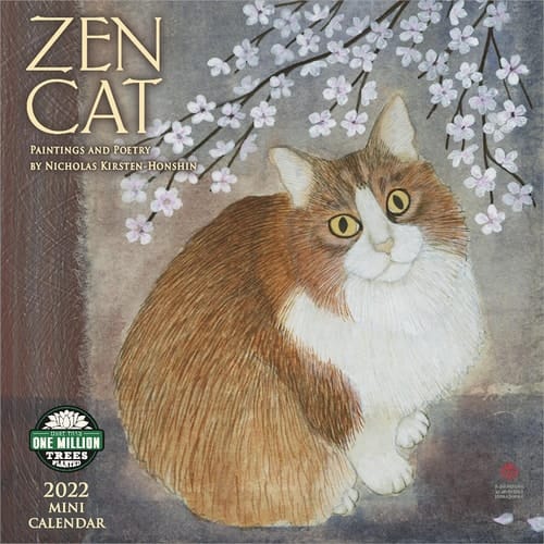 Zen Cat 2022 Mini Wall Calendar (7" x 7", 7" x 14" open)