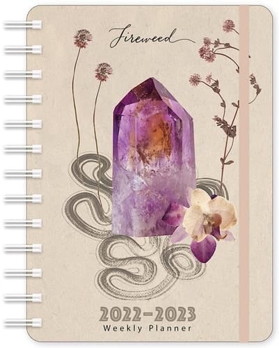 FIREWEED 2022-2023 Weekly Planner | On-the-Go 17-Month Calendar (Aug 2022 - Dec 2023) | Compact 5" x 7" | Flexible Cover, Wire-O Binding, Elastic Closure, Inner Pocket