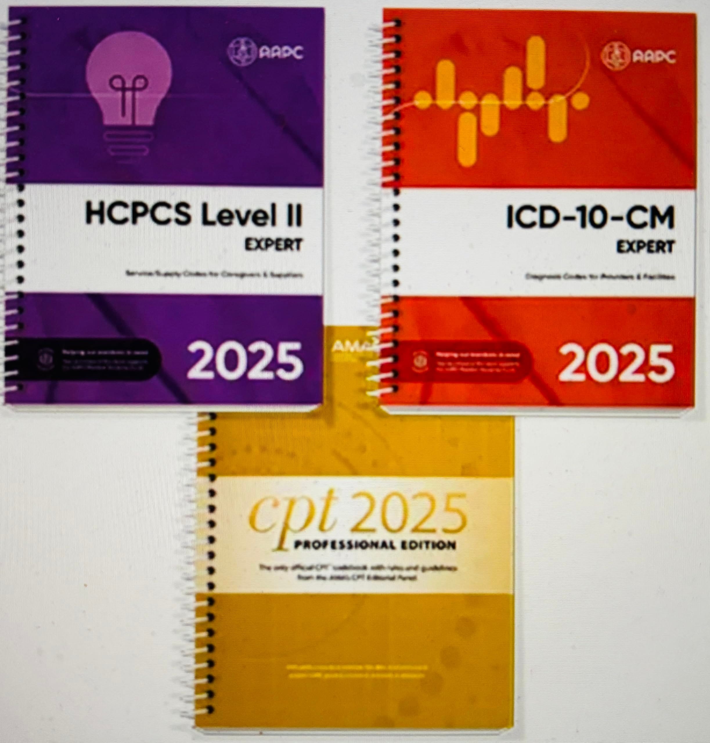 AMA CPT Book, ICD-10 Code Book, HCPCS Book - 2025 Physician Bundle by AAPC